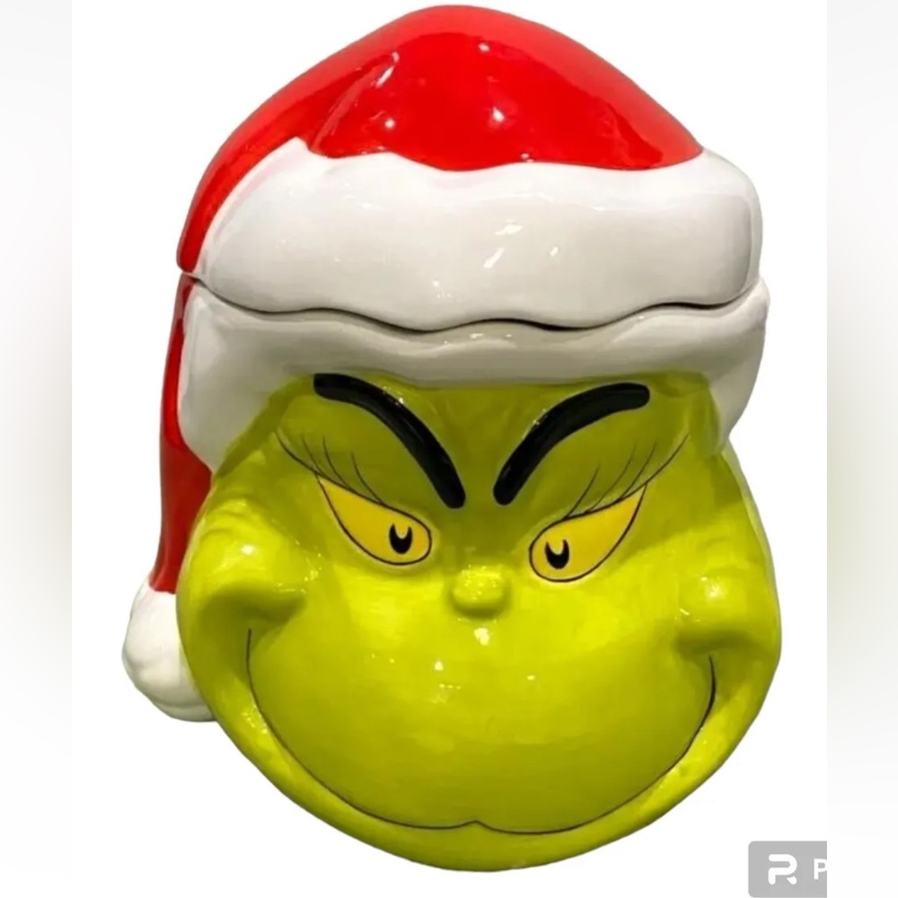 Santa Grinch ceramic cookie jar